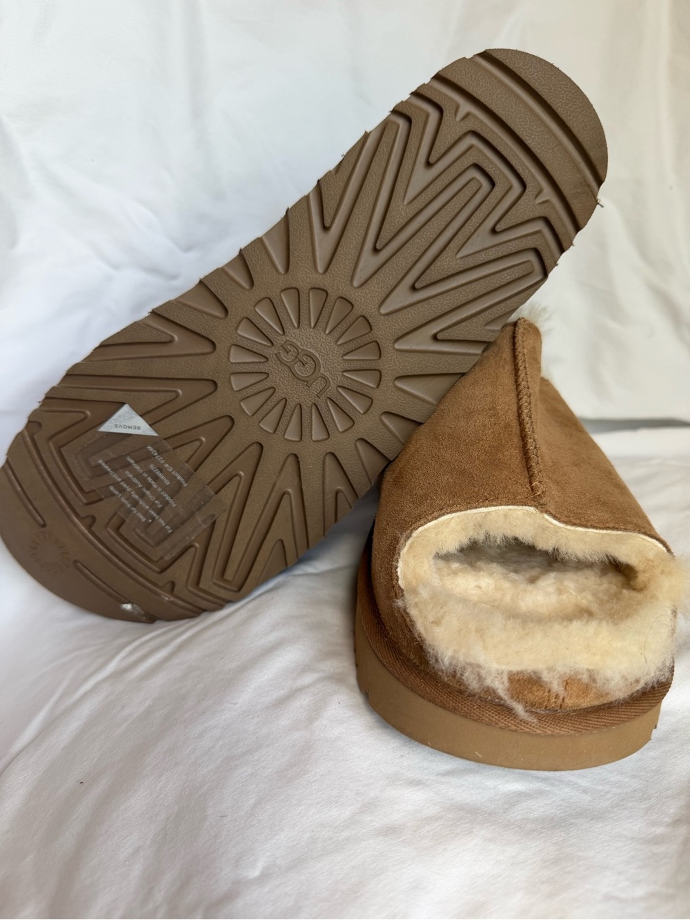 UGG Chestnut Slip-On Suede Shearling Sandals